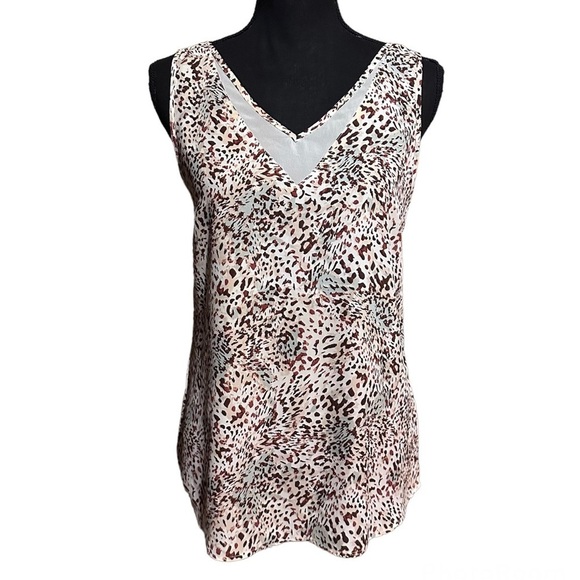 NWT Maurices Animal Print Sheer Stripe Neutral Tank Top Women's XS - Picture 1 of 8